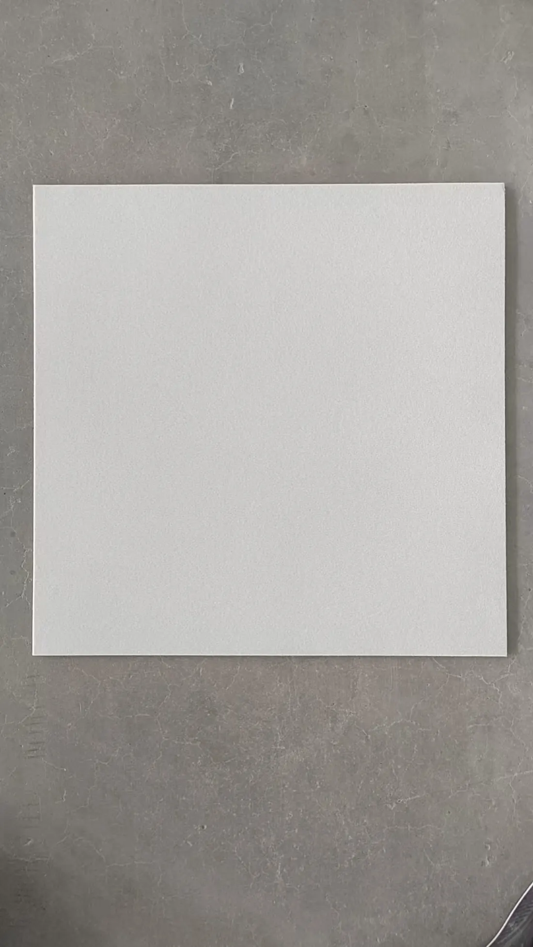 A blank, undyed white flocked carpet tile