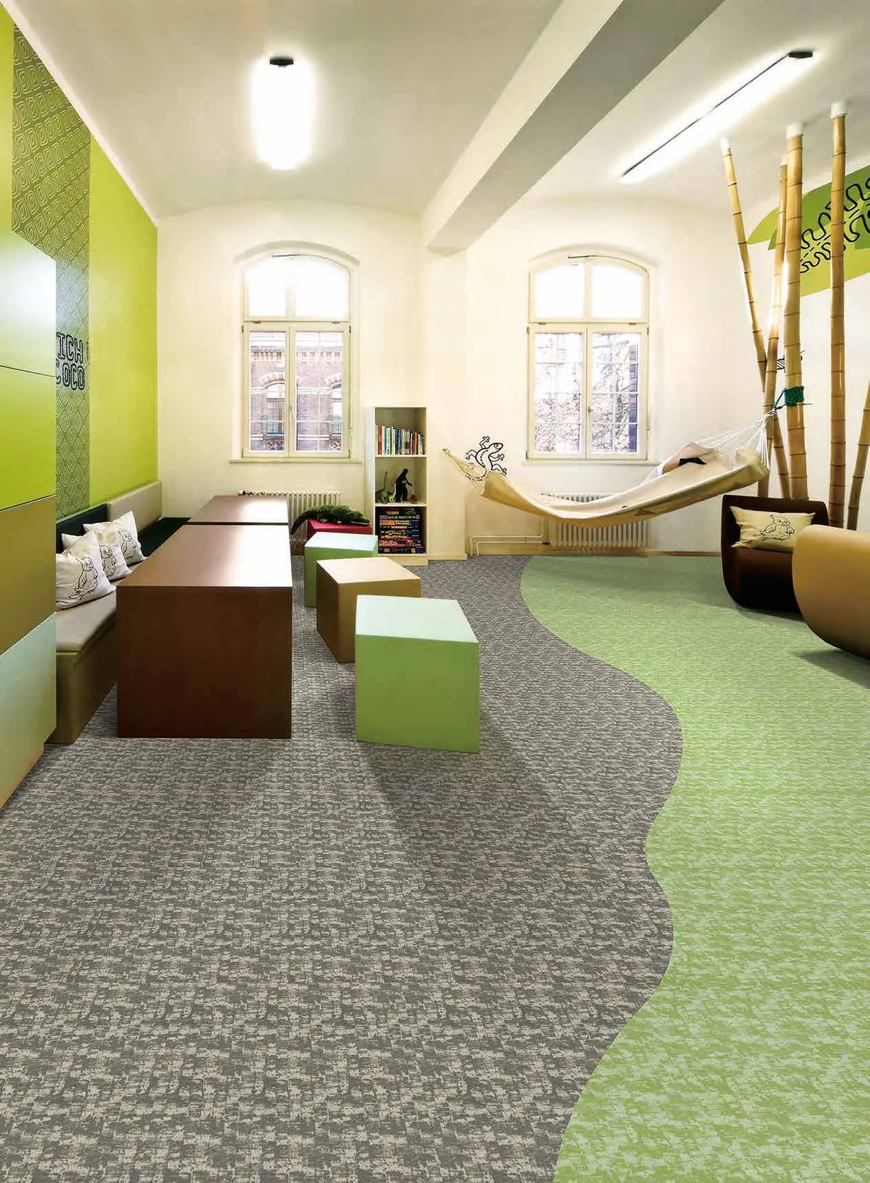 Flocked flooring for Education