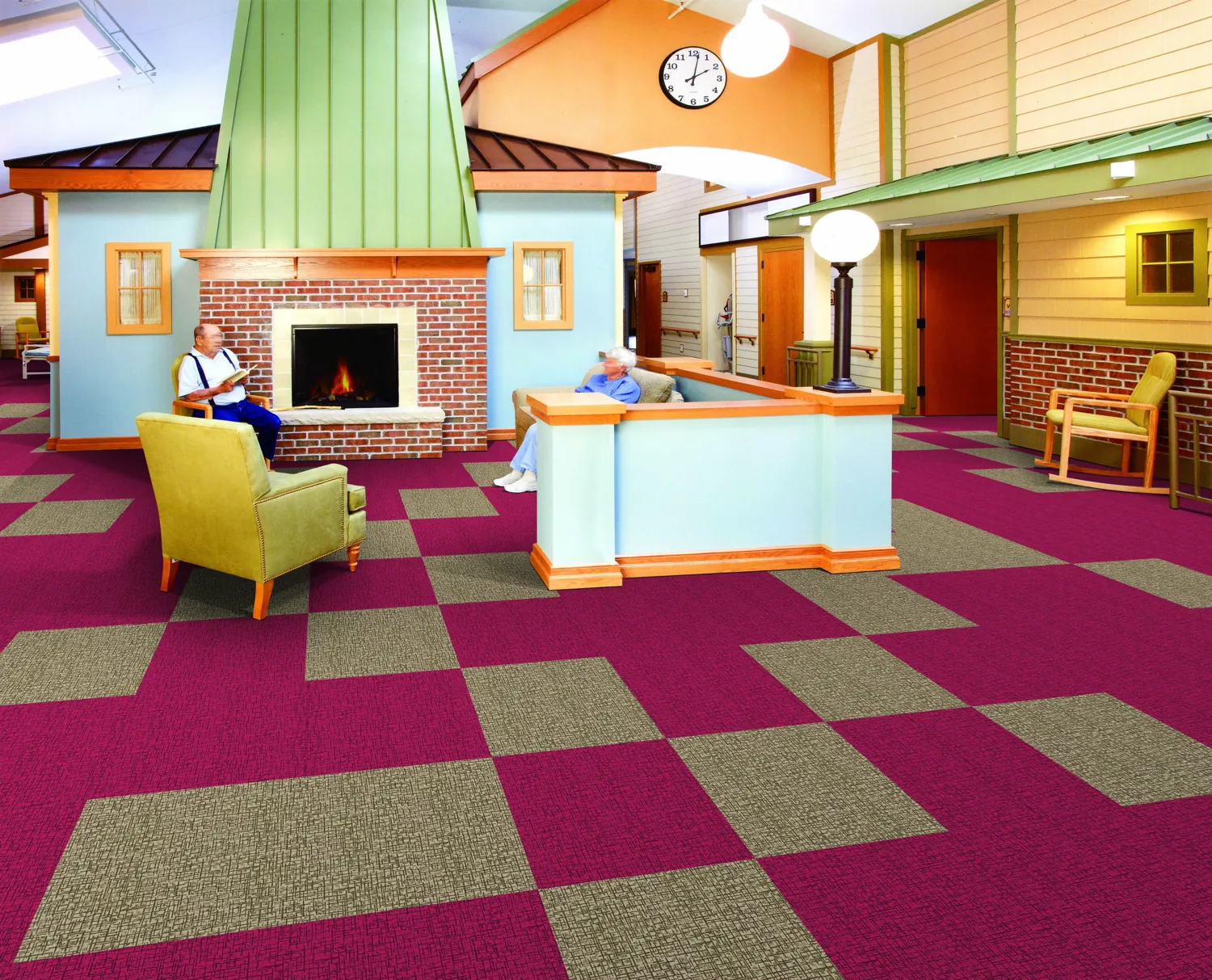 Grid flocked flooring